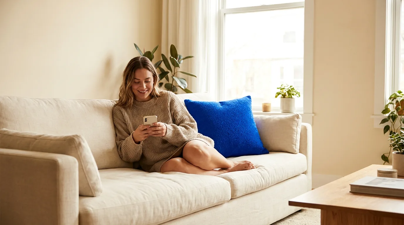Woman reading email on her phone