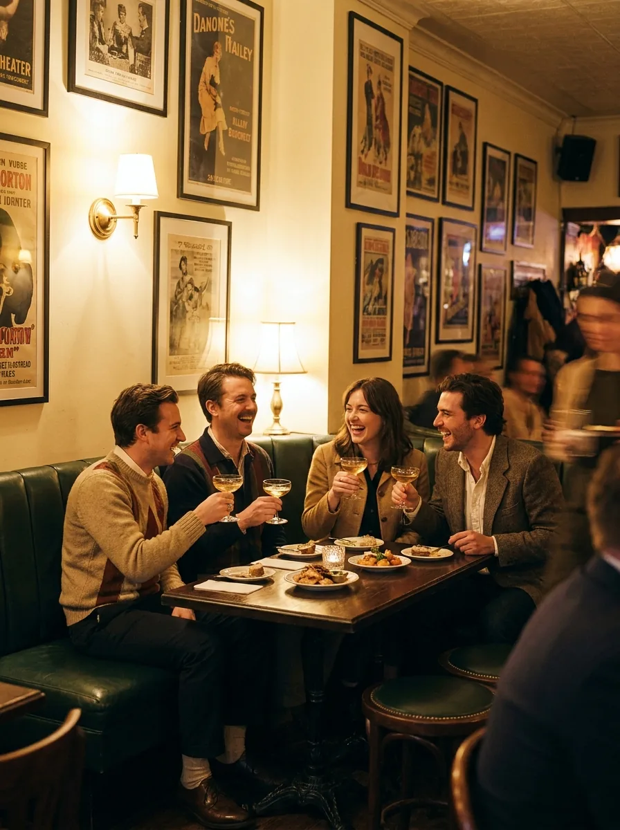 Friends in the corner booth at Lark